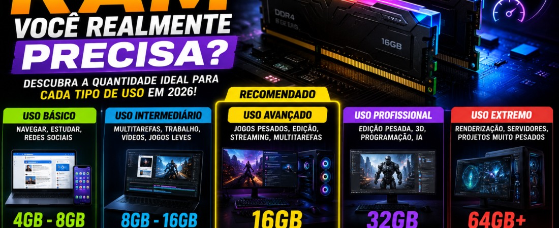 8 GB, 16 GB ou 32 GB? Descubra Quanto de RAM Vale a Pena
