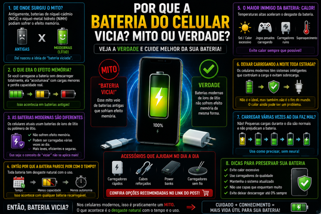 Smartphone conectado ao carregador exibindo ícones de temperatura elevada e carregamento rápido, ilustrando o impacto térmico na bateria.