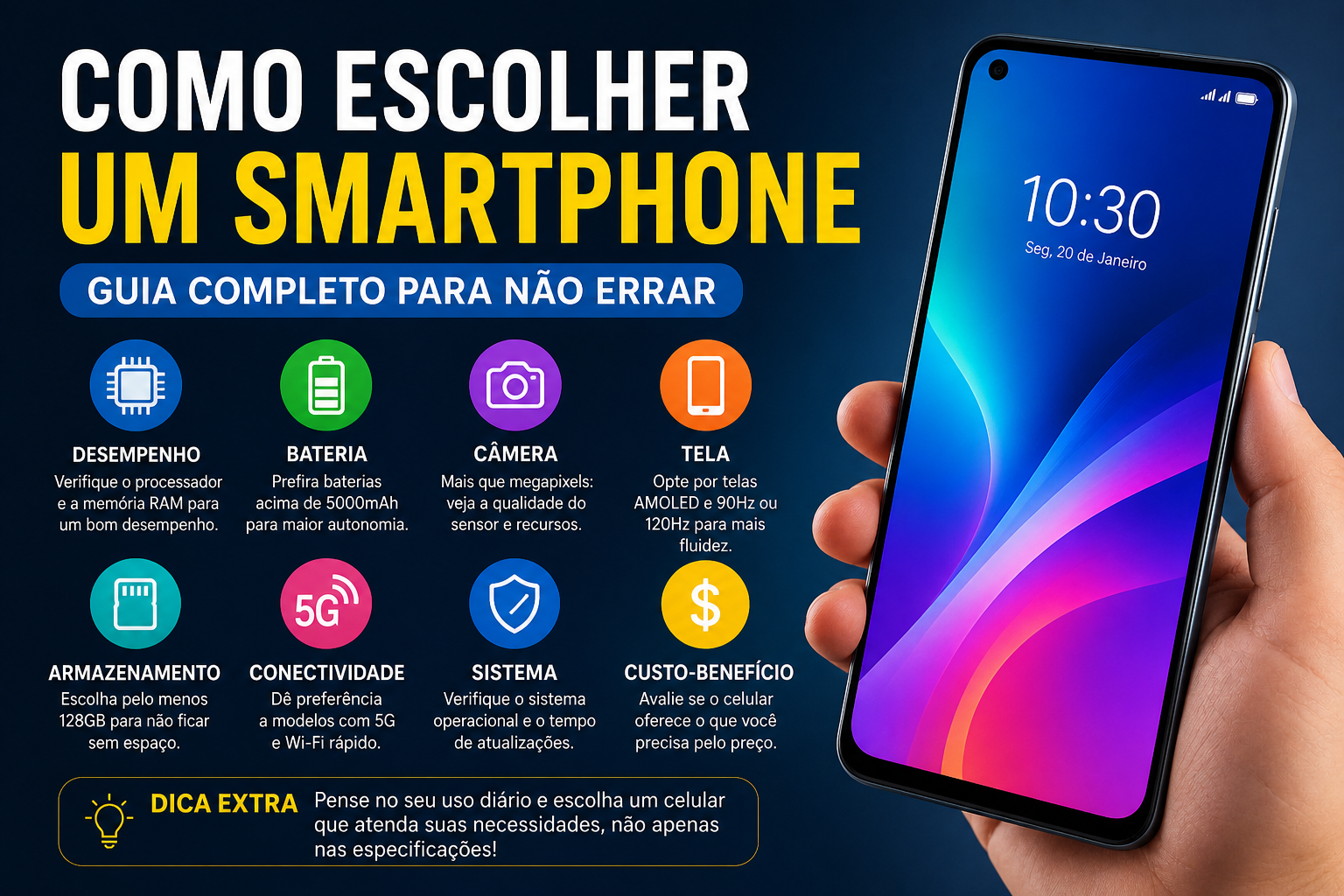 Como escolher um smartphone em 2026: Guia para não jogar dinheiro fora