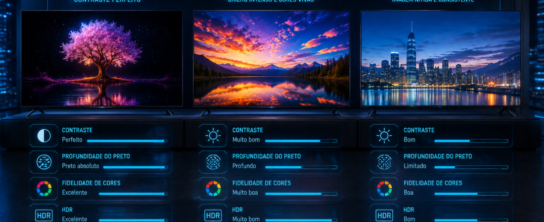 OLED, QLED ou LED: Qual Tecnologia de Tela Vale Mais a Pena?