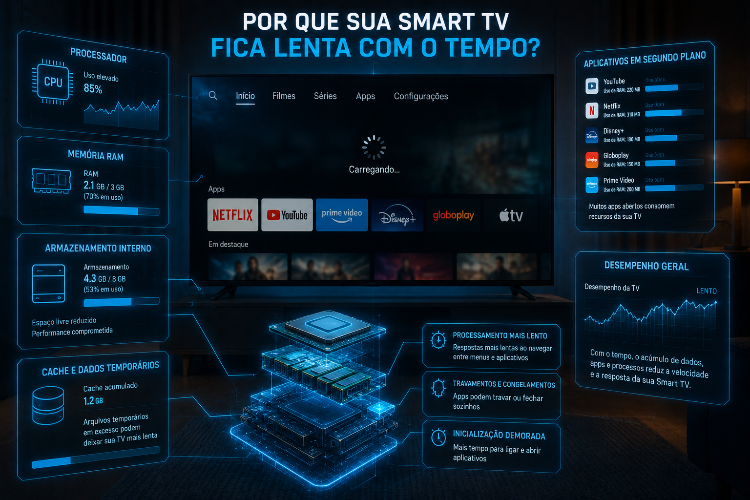 Por Que Algumas Smart TVs Ficam Lentas Com o Tempo?