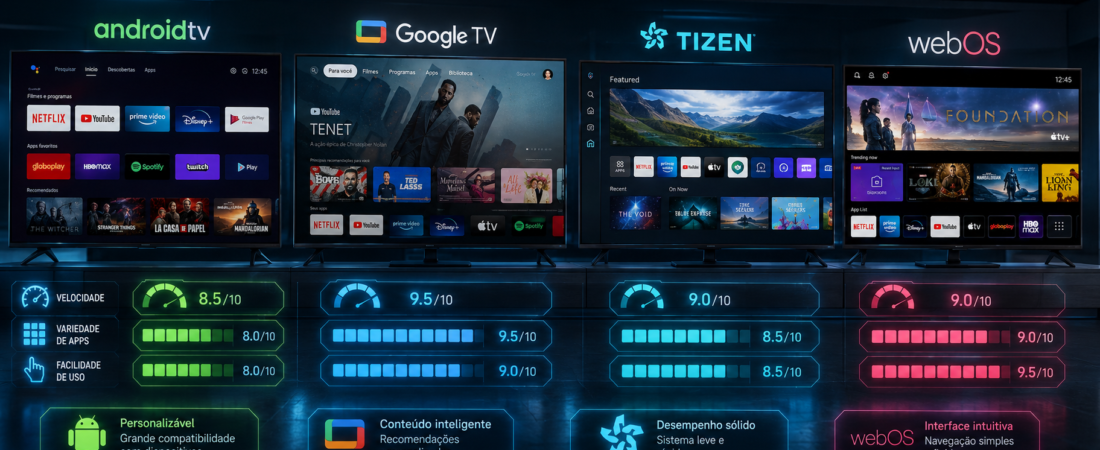 Qual o Melhor Sistema de Smart TV? Android TV, Google TV, Tizen ou webOS?